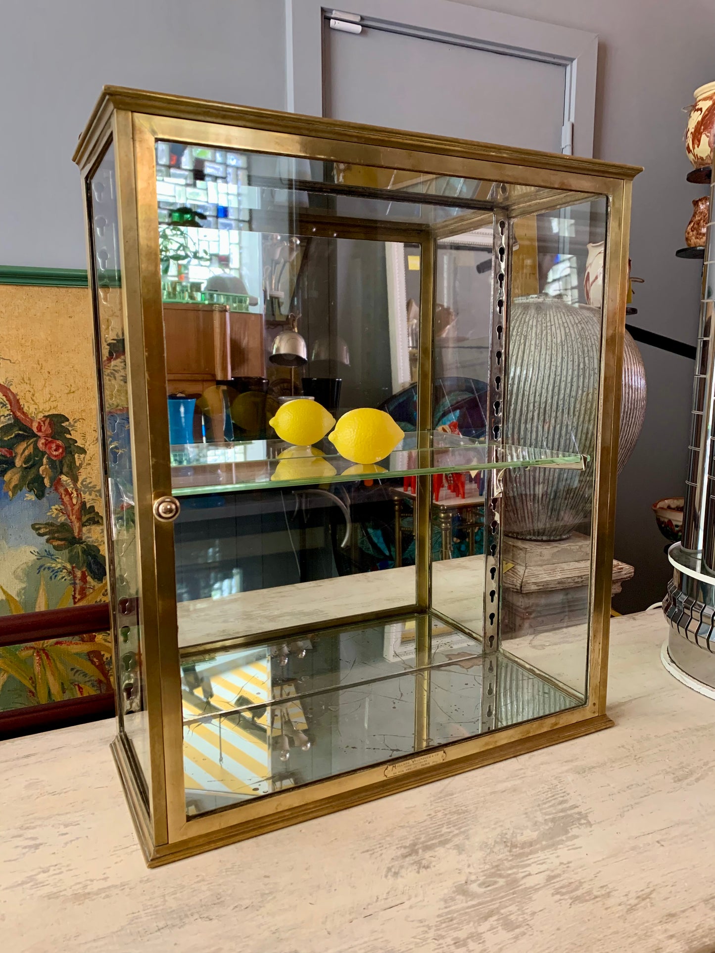 Brass Wall Display Cabinet