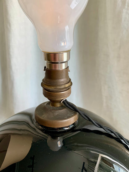 Vintage Black Opal Glass Lamp