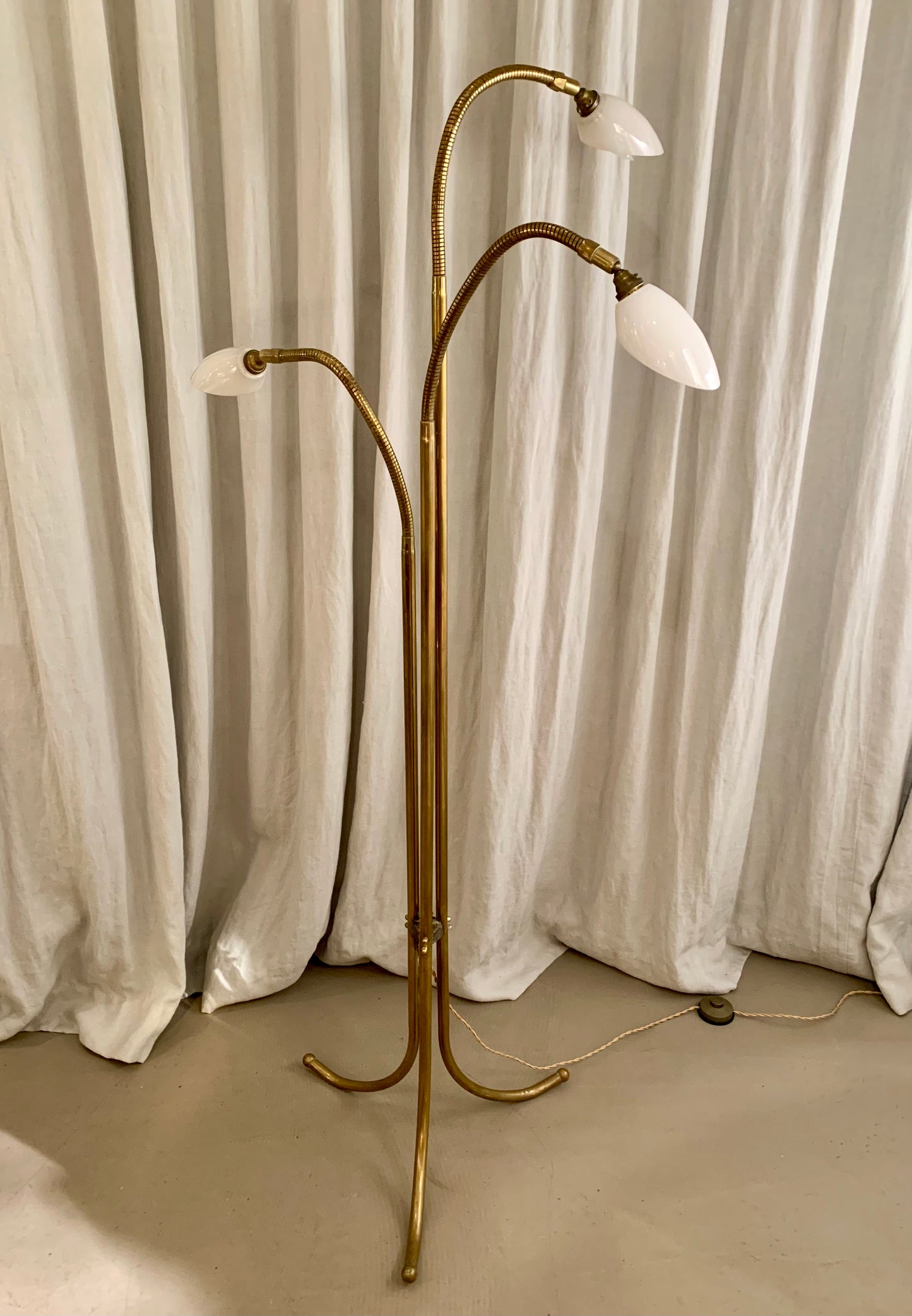 Vintage French Brass Floor Lamp