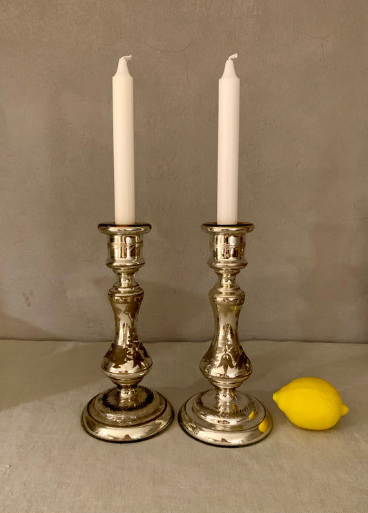 Pair of Poor Man's Silver Candlesticks