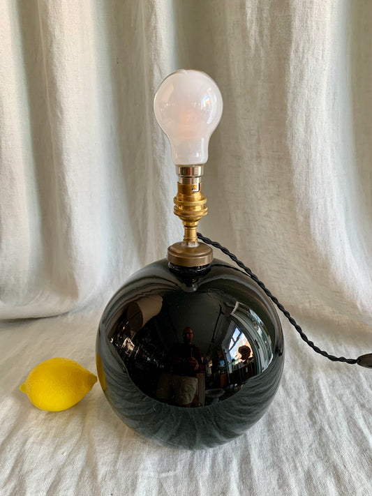 Vintage Black Opal Glass Lamp