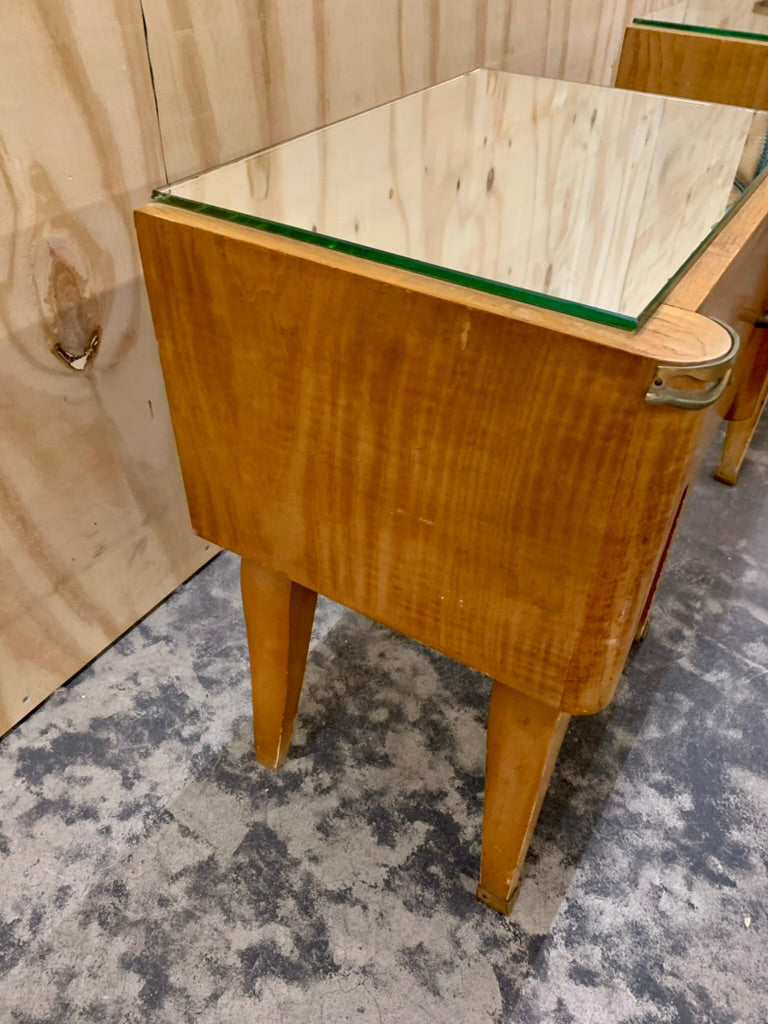 Pair of 1940's Satin Wood Bed Side Tables