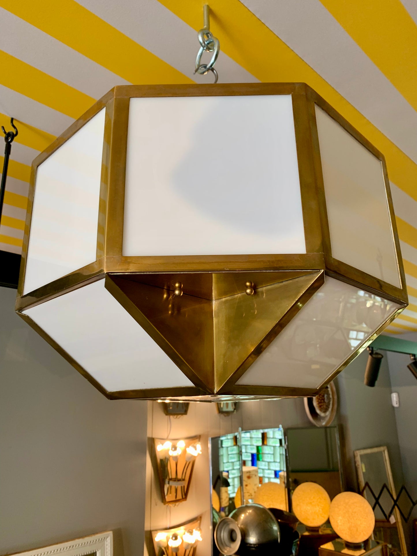 French Brass Art Deco Pendant