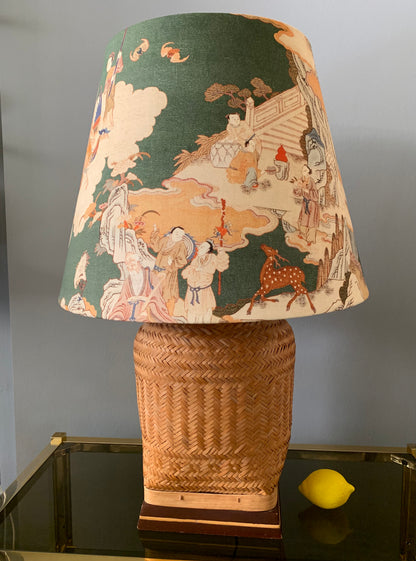 Large Vintage Rattan Table Lamp