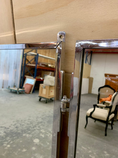 French Chrome Three Winged Mirror - Triptych