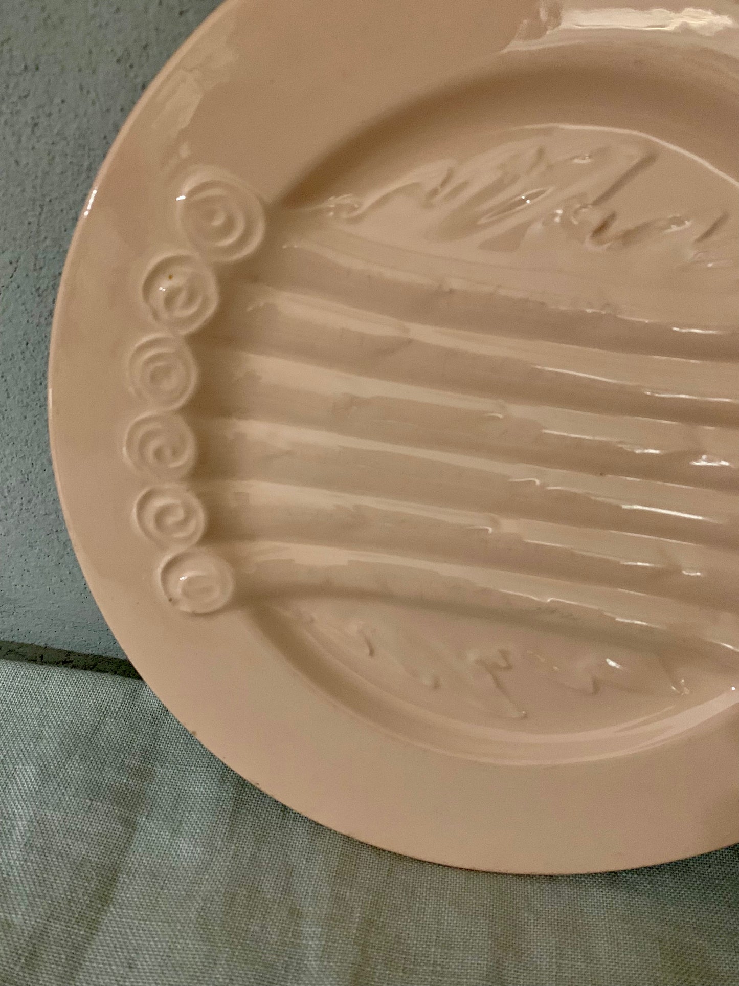 Pink Earthenware Asparagus Plate