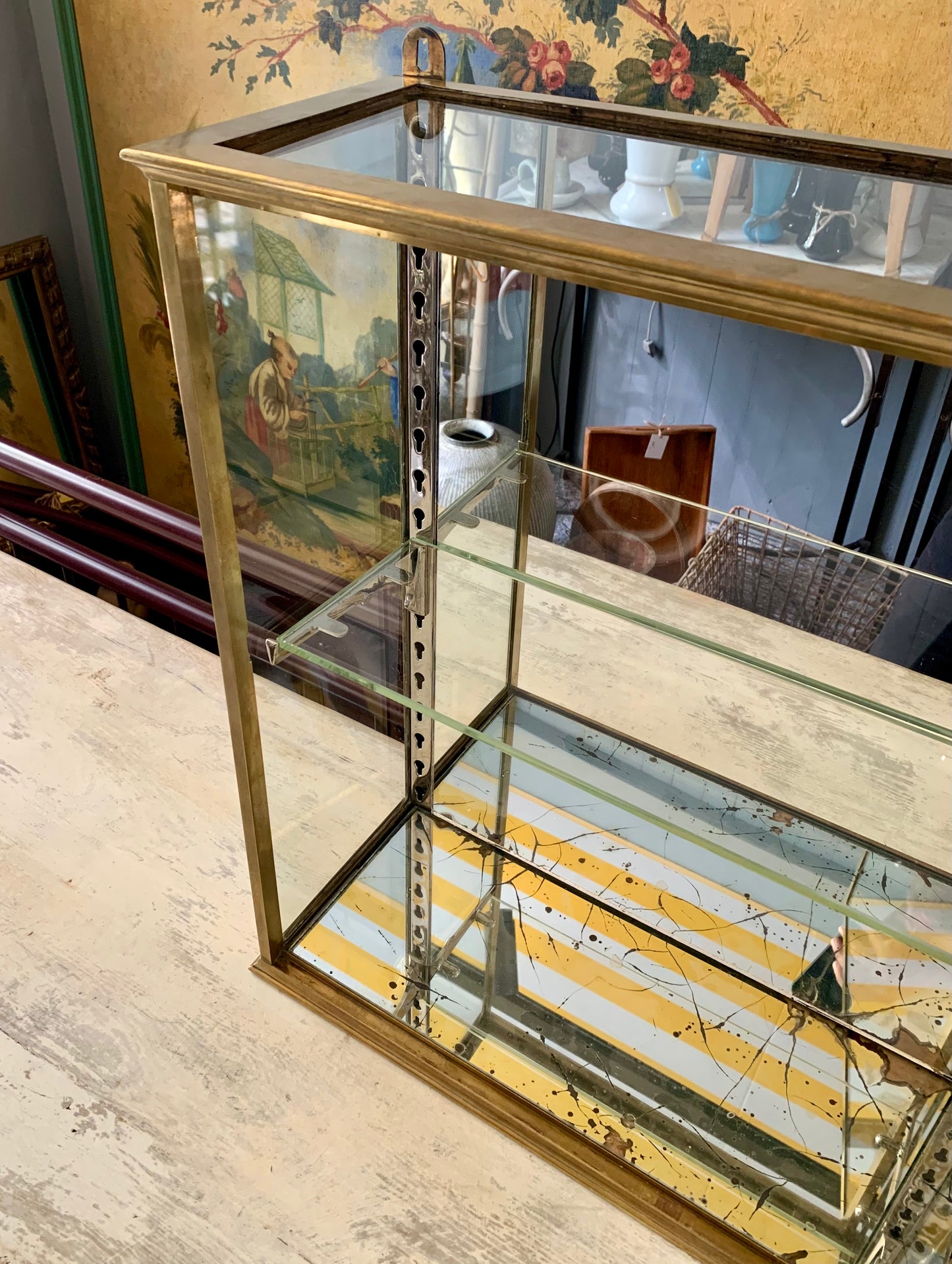 Brass Wall Display Cabinet