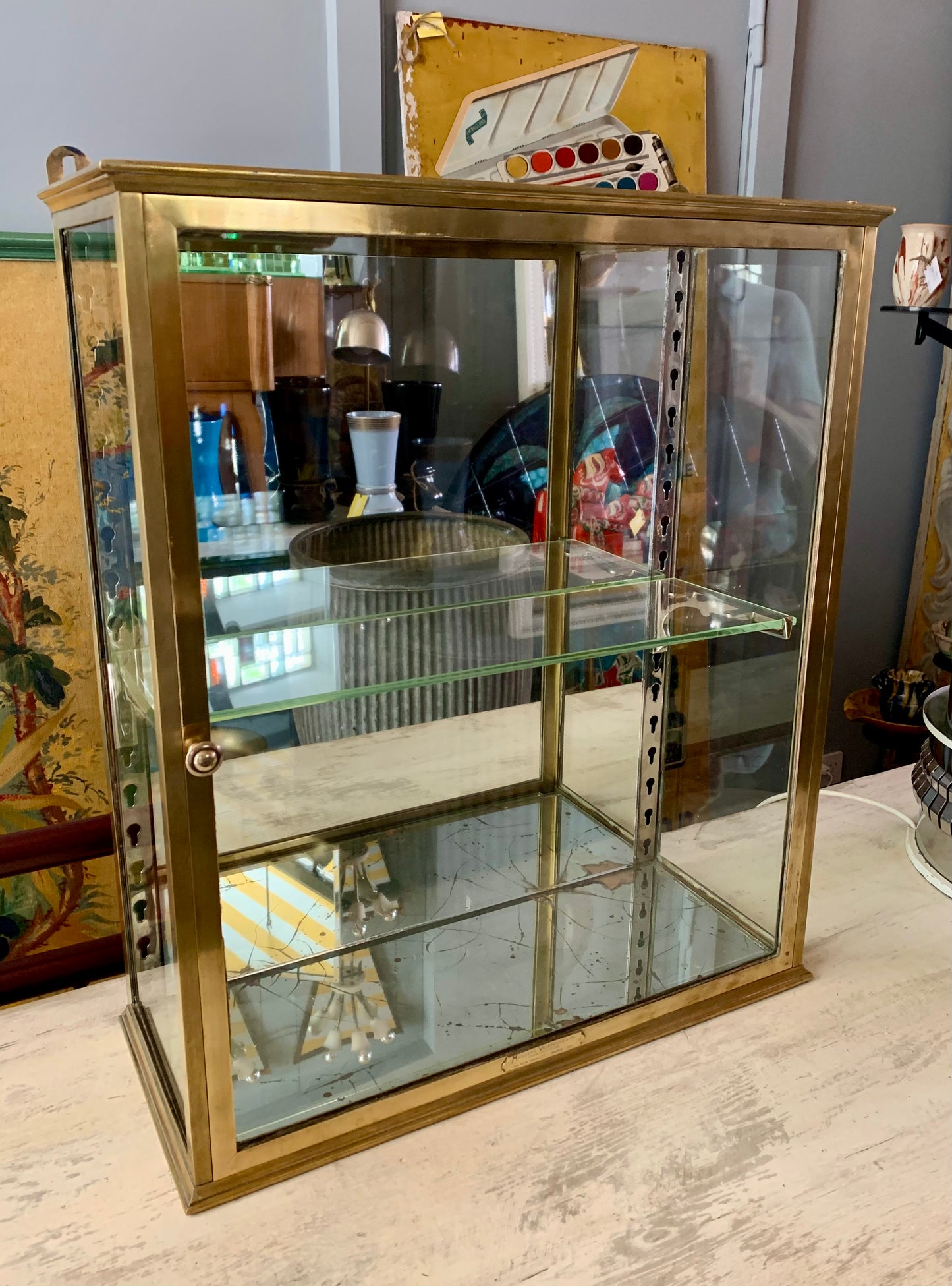 Brass Wall Display Cabinet