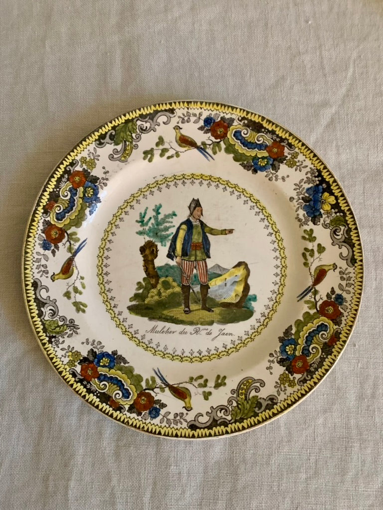 Set of 8 wonderful hand colored earthenware plates ca. 1830-40