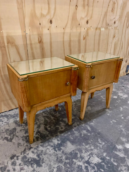 Pair of 1940's Satin Wood Bed Side Tables
