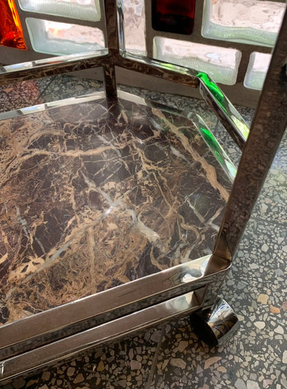 Chrome Marble Console - Drinks Trolley