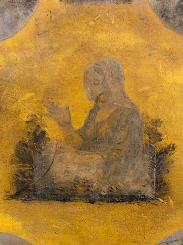 Yellow 1880s metal tray