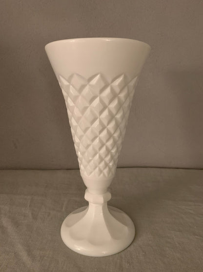 Vintage White Glass Cone Vase