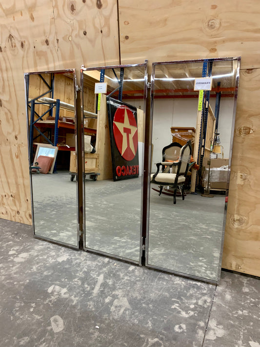 French Chrome Three Winged Mirror - Triptych