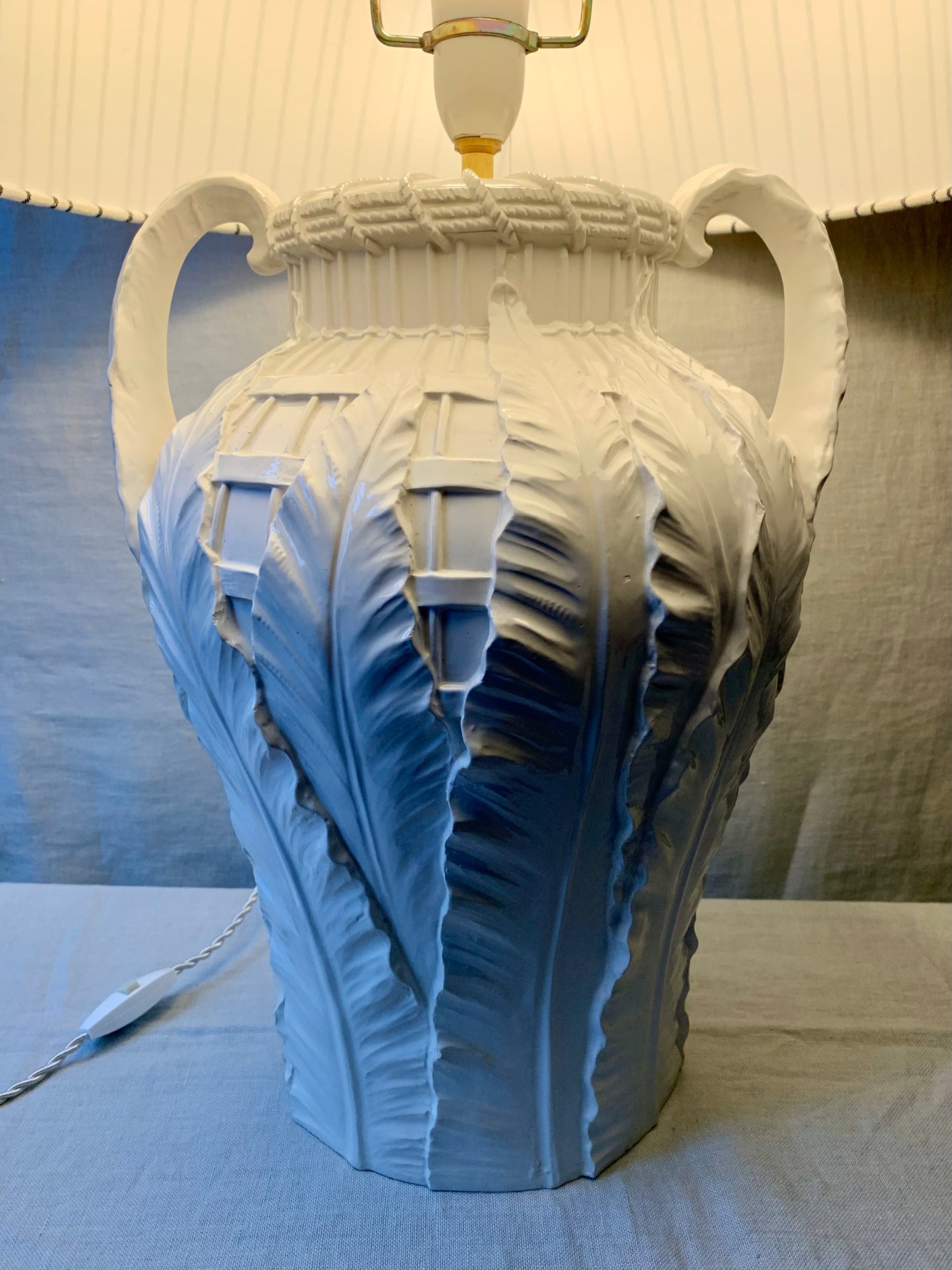 Large White Vintage Table Lamp