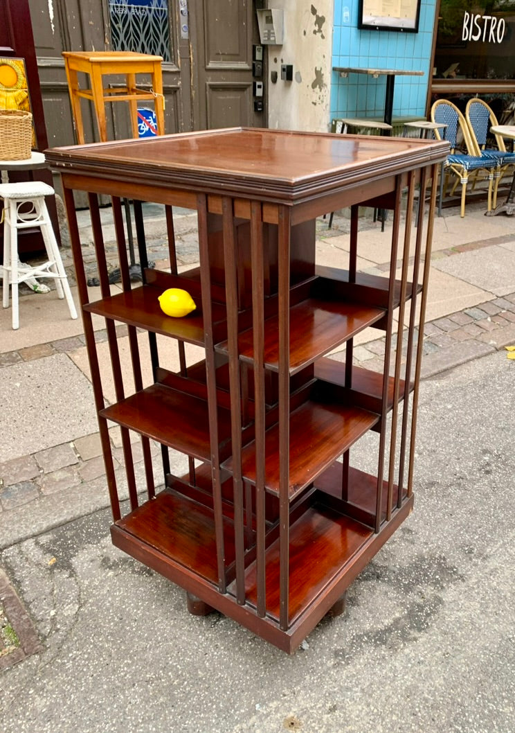 Vintage French Revolving Library Shelf