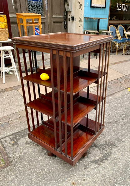 Vintage French Revolving Library Shelf