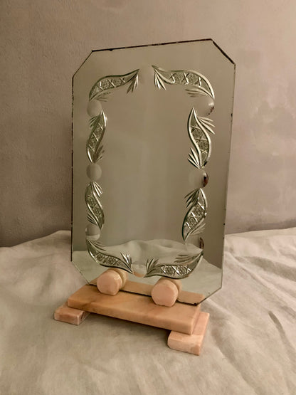 Pink Onyx Art Deco Mirror