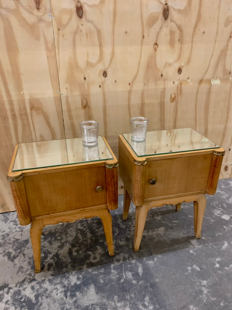 Pair of 1940's Satin Wood Bed Side Tables