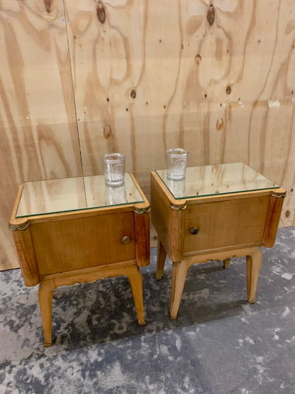 Pair of 1940's Satin Wood Bed Side Tables