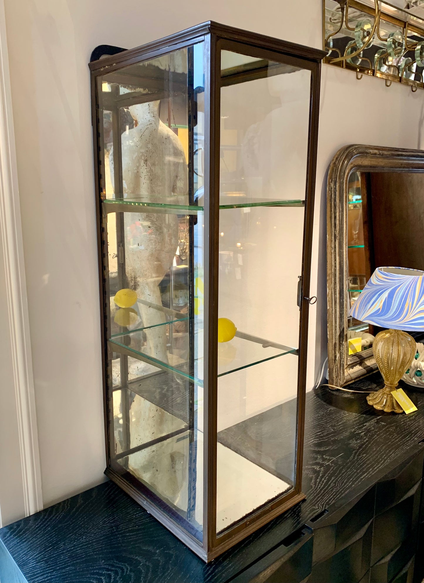 Antique Brass Display Cabinet - Vitrine