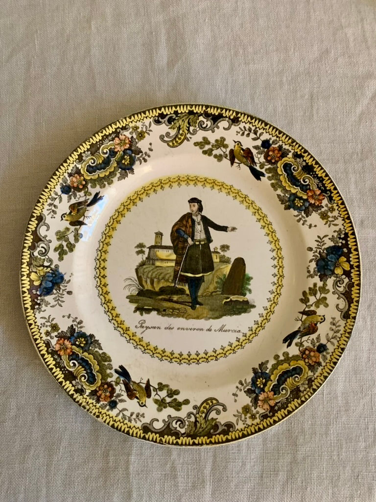 Set of 8 wonderful hand colored earthenware plates ca. 1830-40