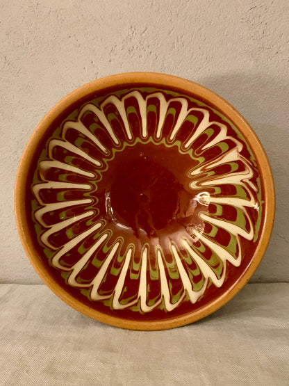 Vintage Clay Bowl with Running Glaze