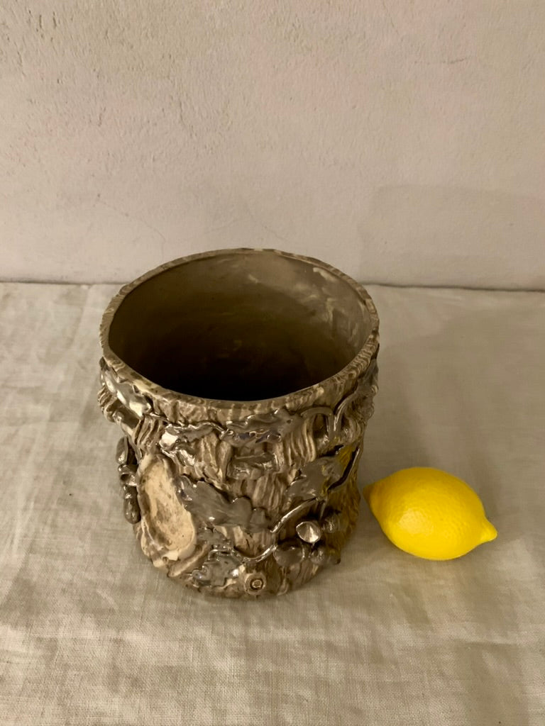 Vintage French Terre Mêlèe Flower Pot.