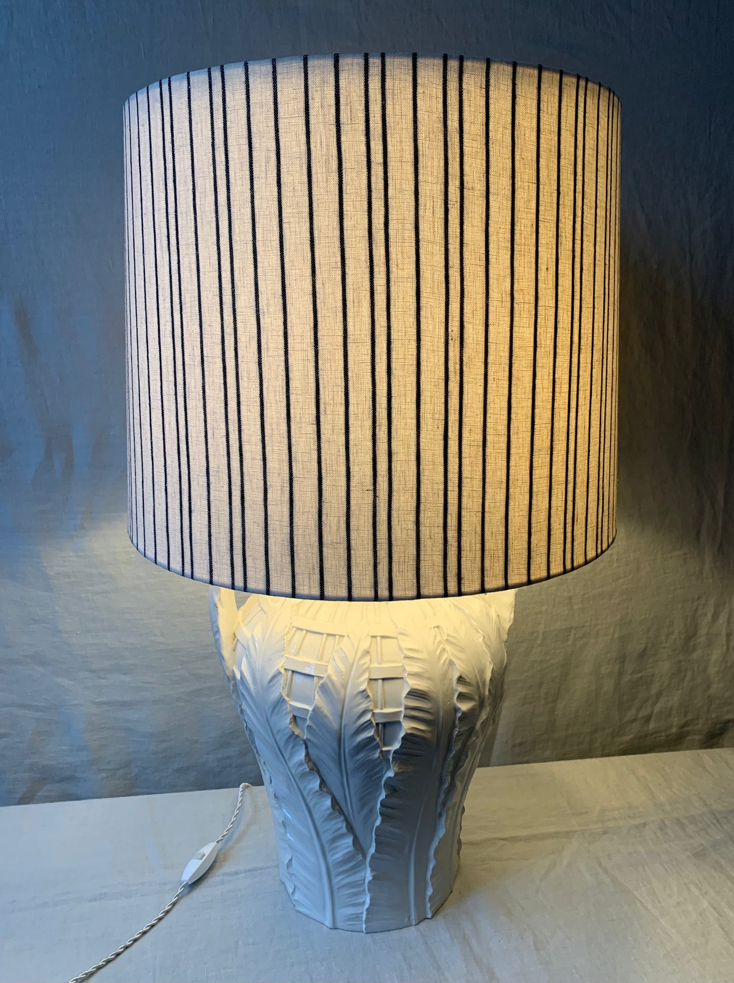 Large White Vintage Table Lamp