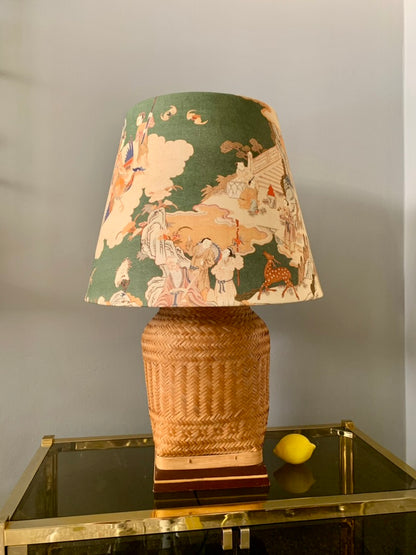 Large Vintage Rattan Table Lamp