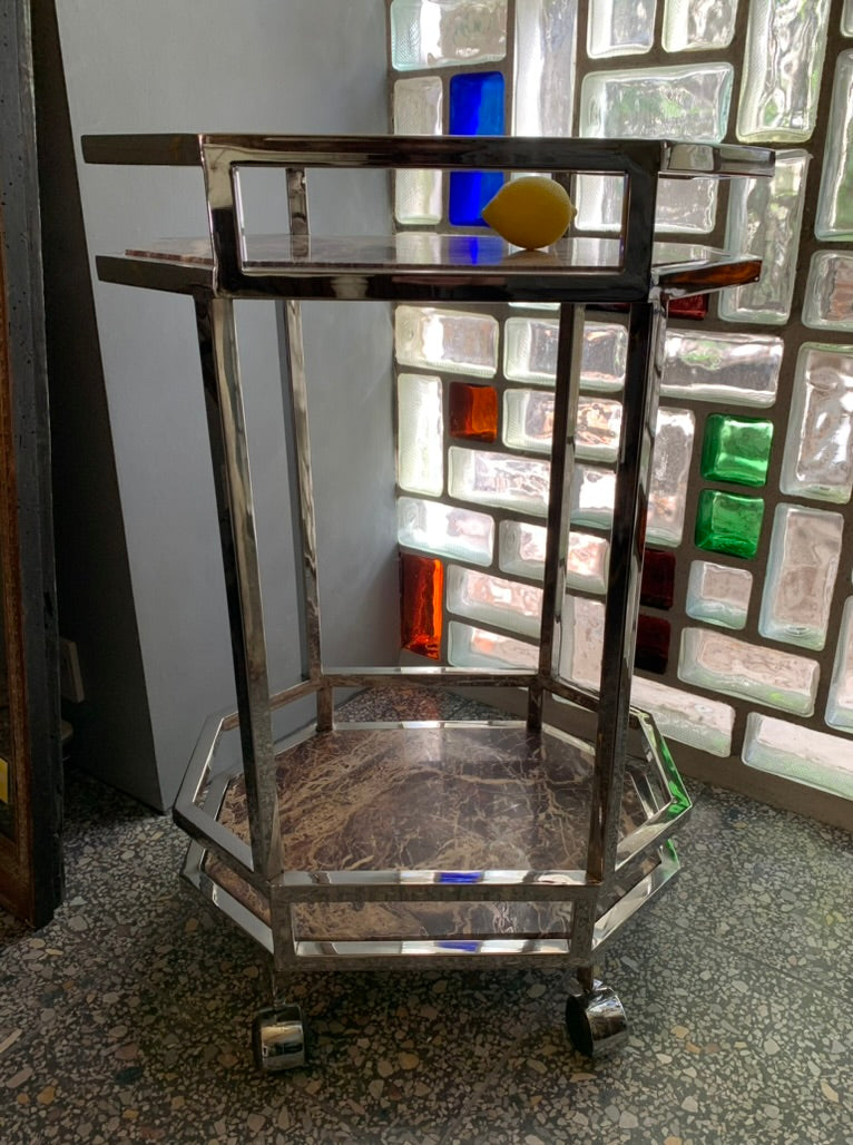 Chrome Marble Console - Drinks Trolley