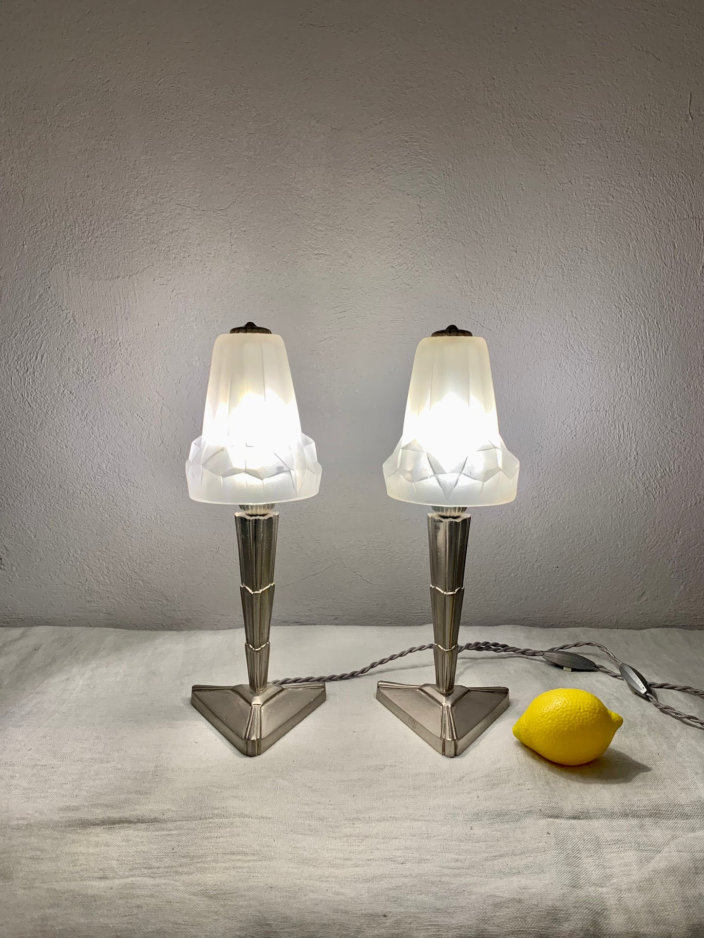 Pair of French Art Deco Bed Table Lamps