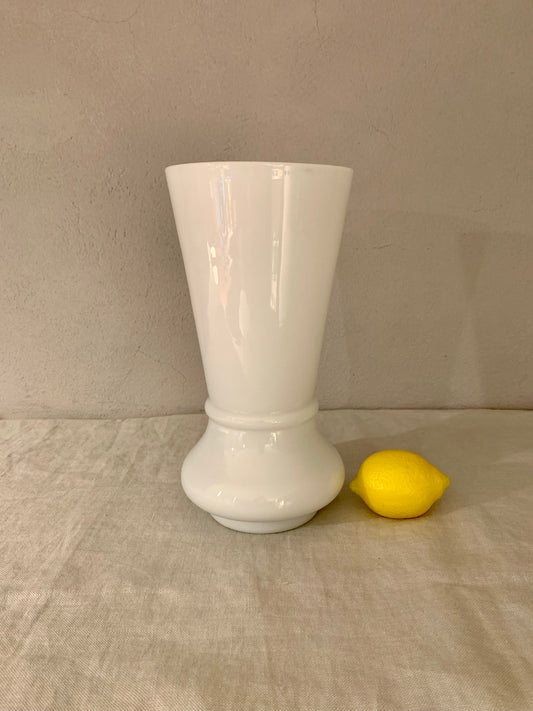 Large White Opal Glass Vase