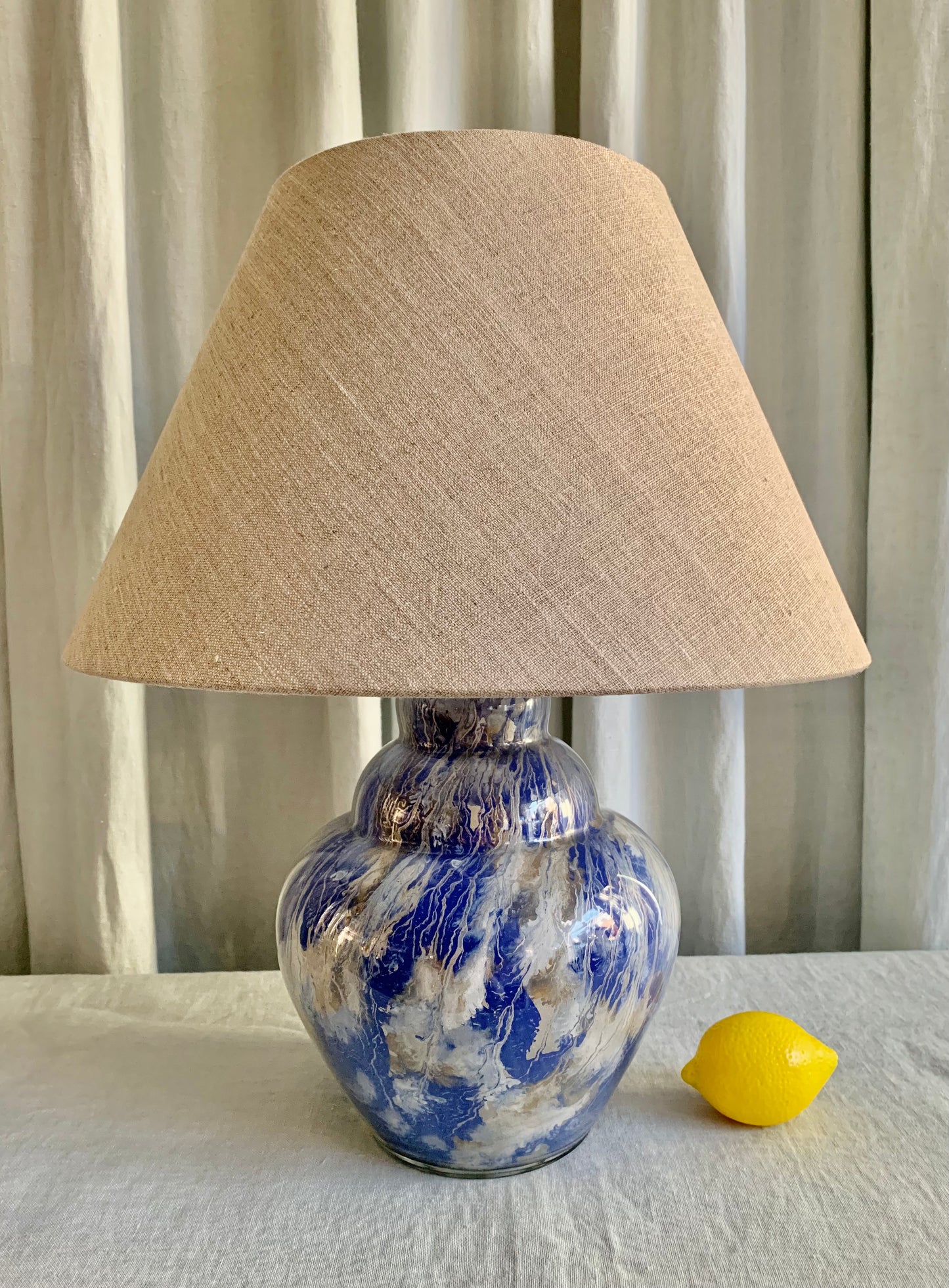 Vintage French "Ocean" Glass Table Lamp