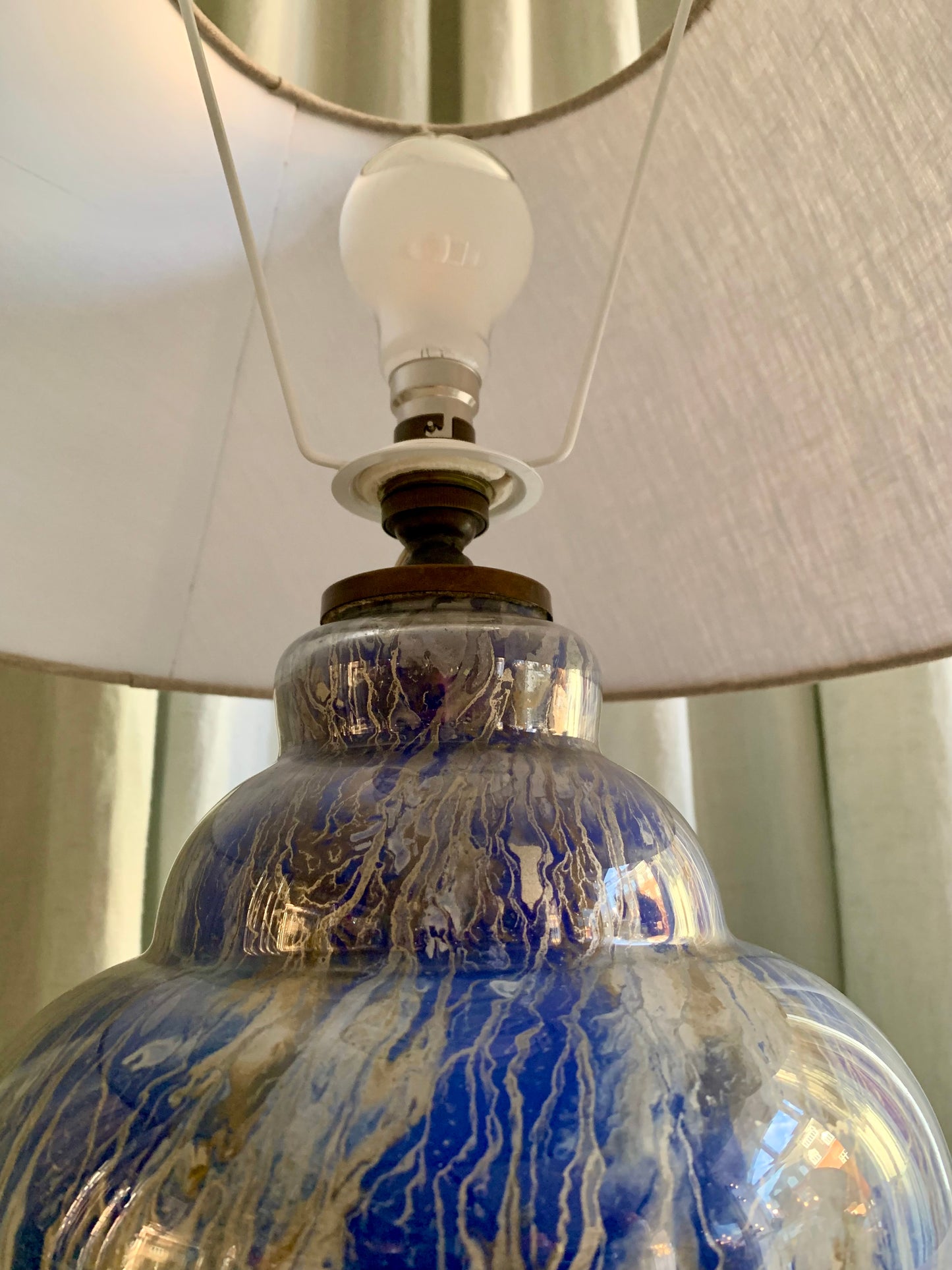 Vintage French "Ocean" Glass Table Lamp