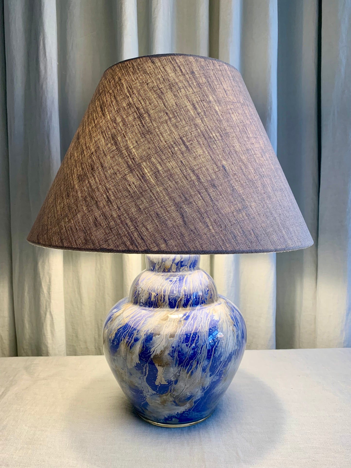 Vintage French "Ocean" Glass Table Lamp