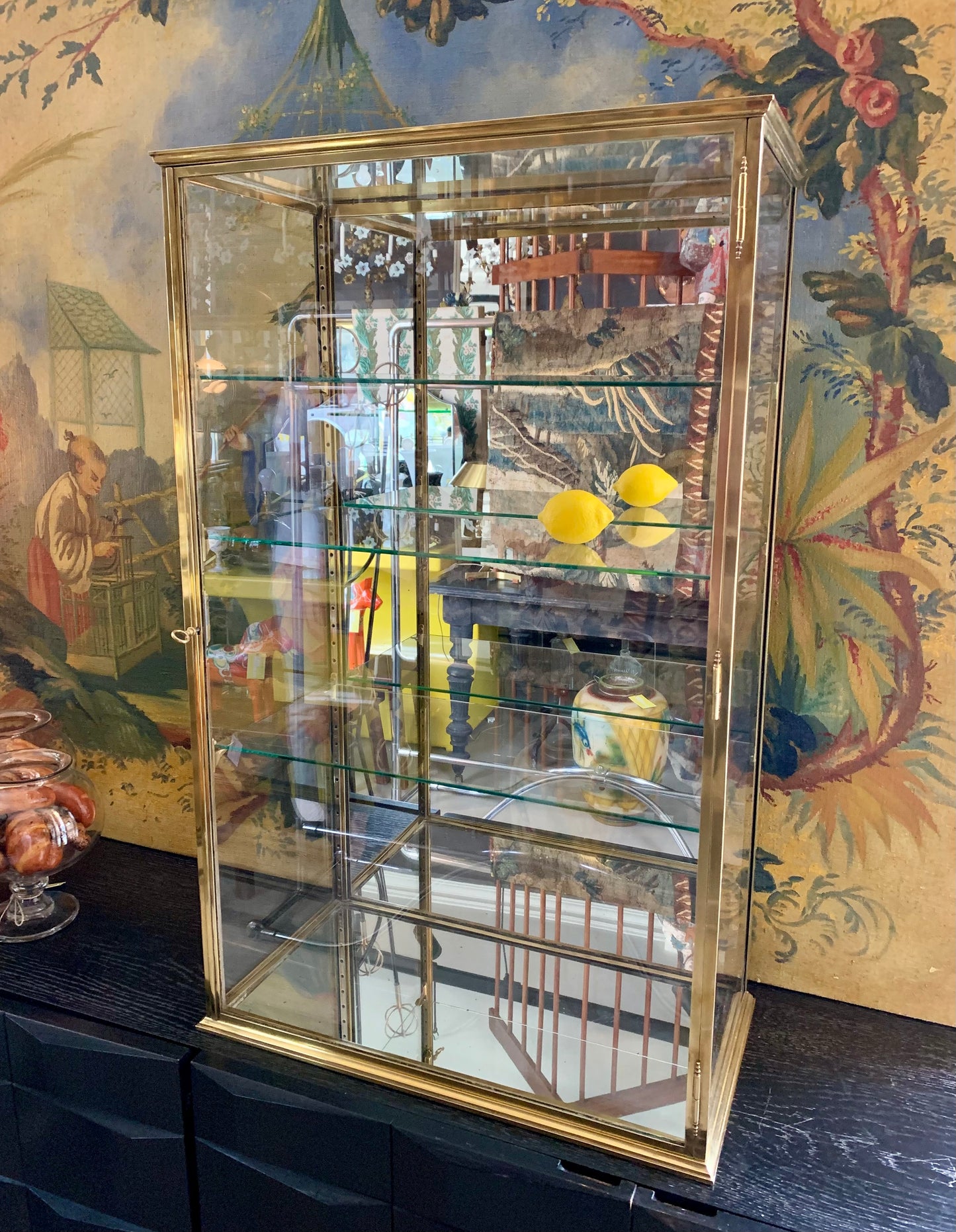 Antique French Brass Display Cabinet - Vitrine