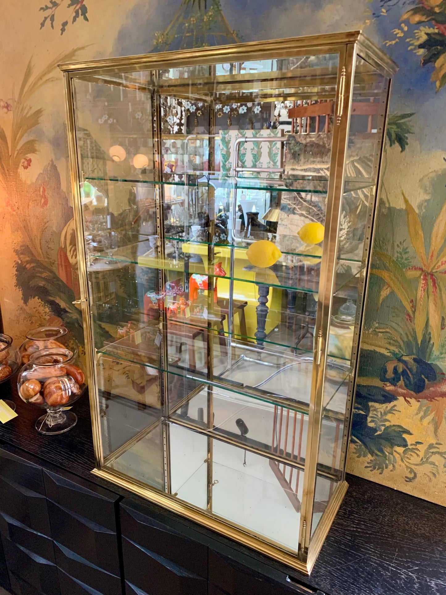 Antique French Brass Display Cabinet - Vitrine