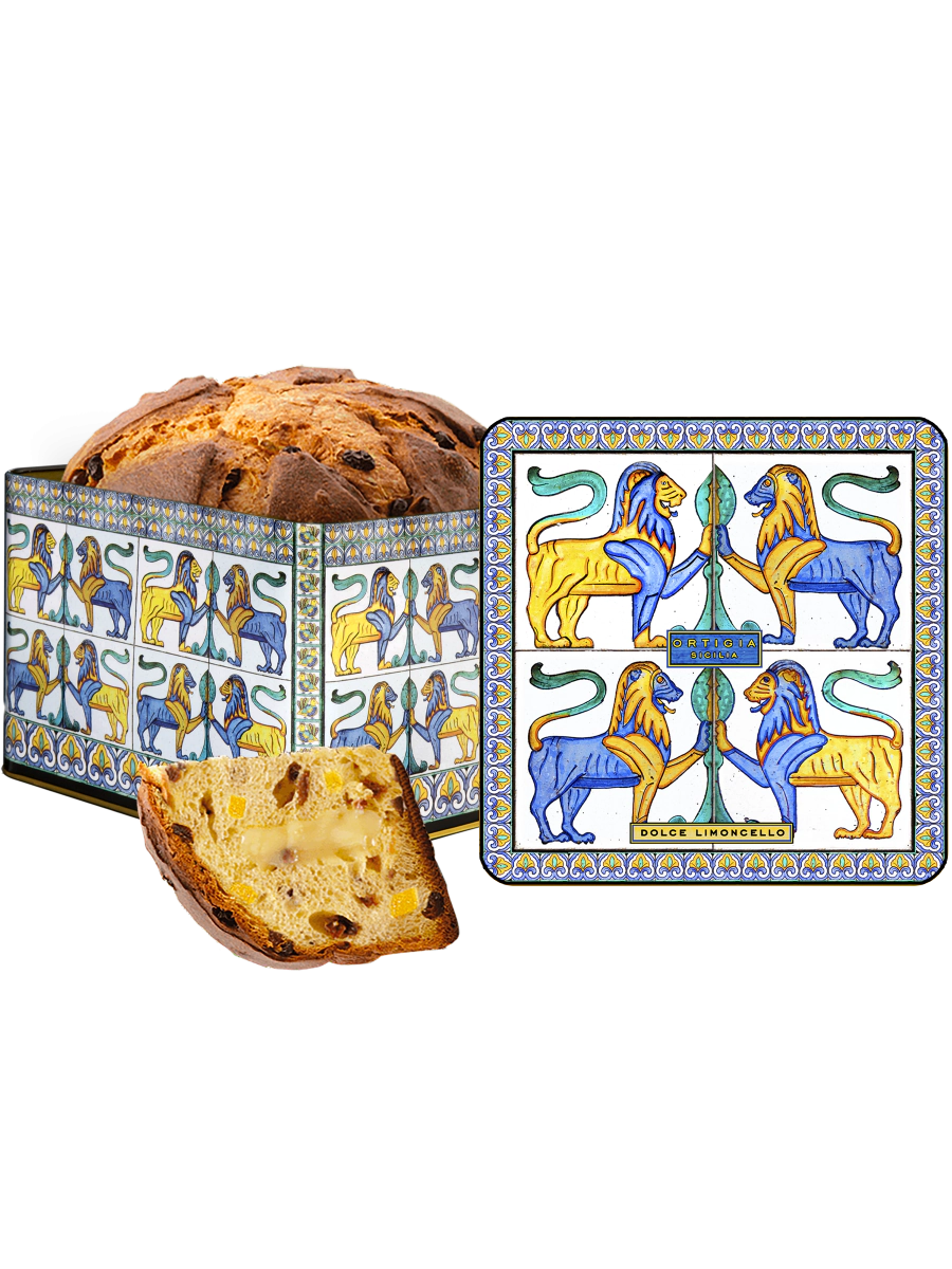 Ortigia Sicilia Lemon Panettone in Caltagirone Cake Tin