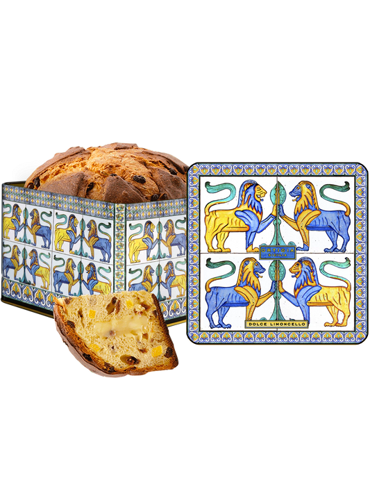 Ortigia Sicilia Lemon Panettone in Caltagirone Cake Tin